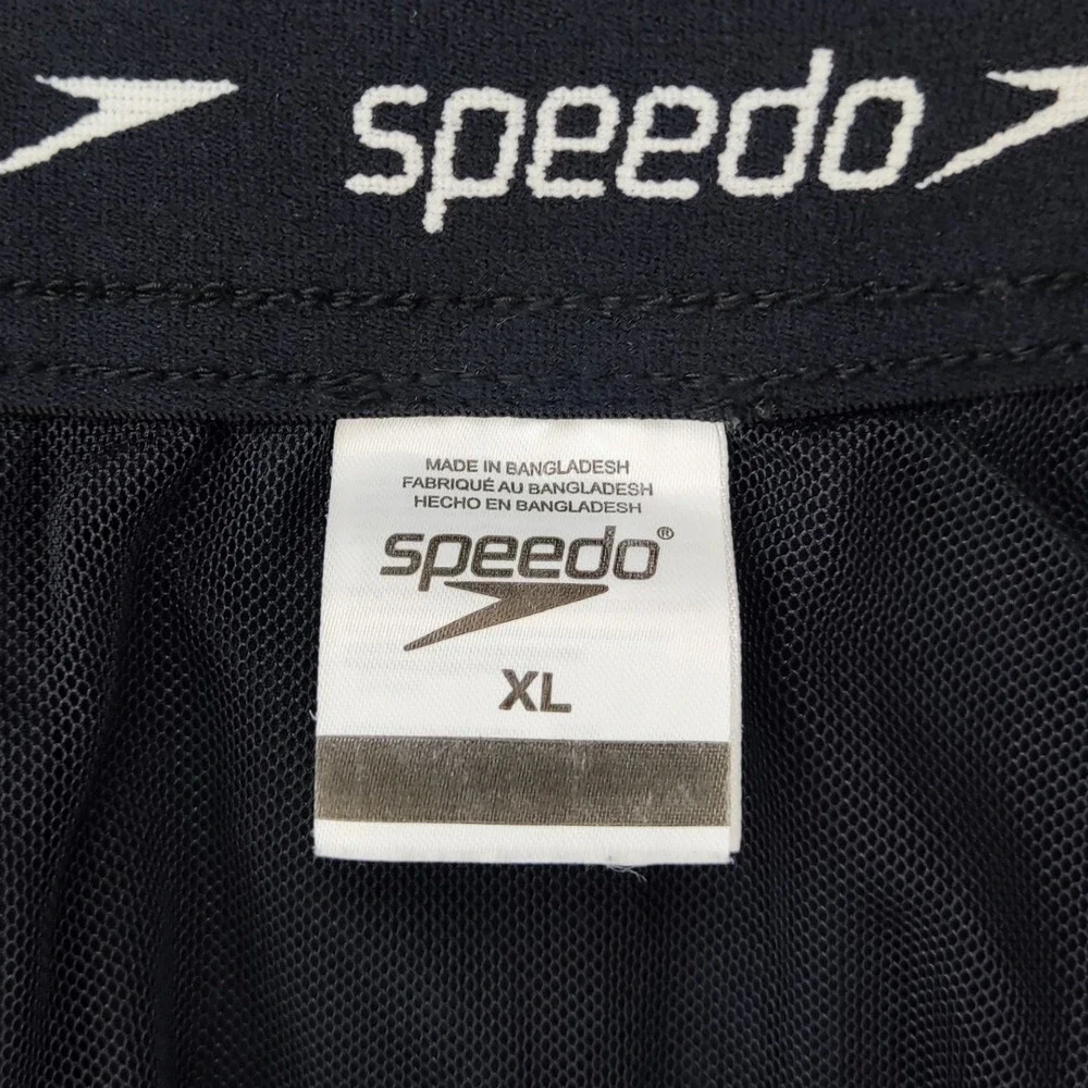 Speedo Swim Trunks Men XL Black Solid Mesh Lined Pockets Board Shorts Drawstring